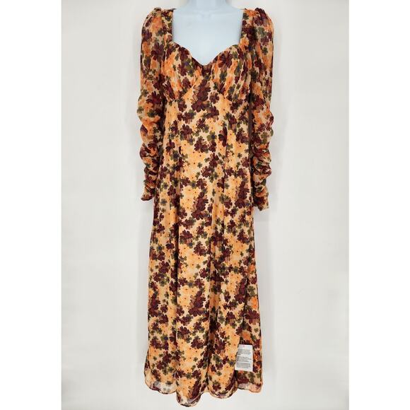 ASOS Design Floral Sheer Sleeve Maxi Dress Women’s Size 2 - Picture 11 of 12
